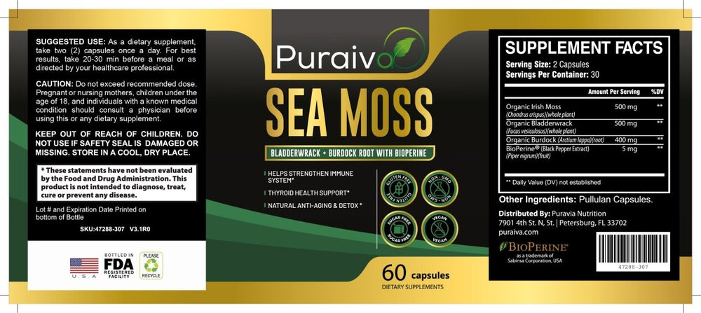 Sea Moss Organic with Bladderwrack and Bioperine®