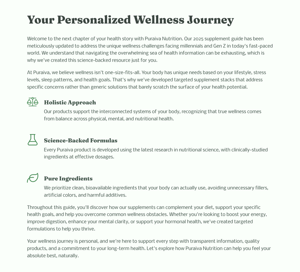 PURAIVA NUTRITION: Supplement Guide
