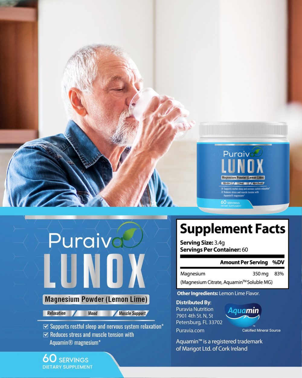 Lunox™ Magnesium Powder for Sleep, Muscle Relaxation, and Stress Relief